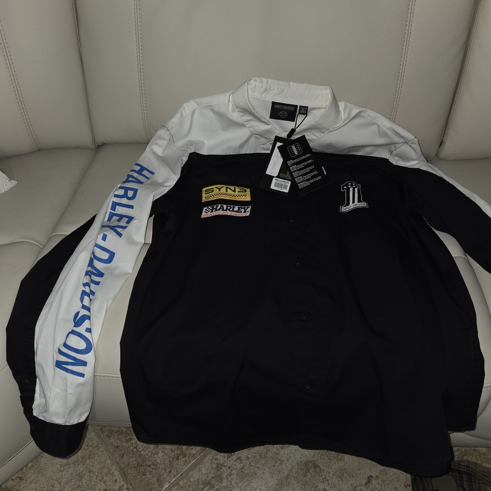 Nwt Harley-Davidson Men's Black and White Button Up